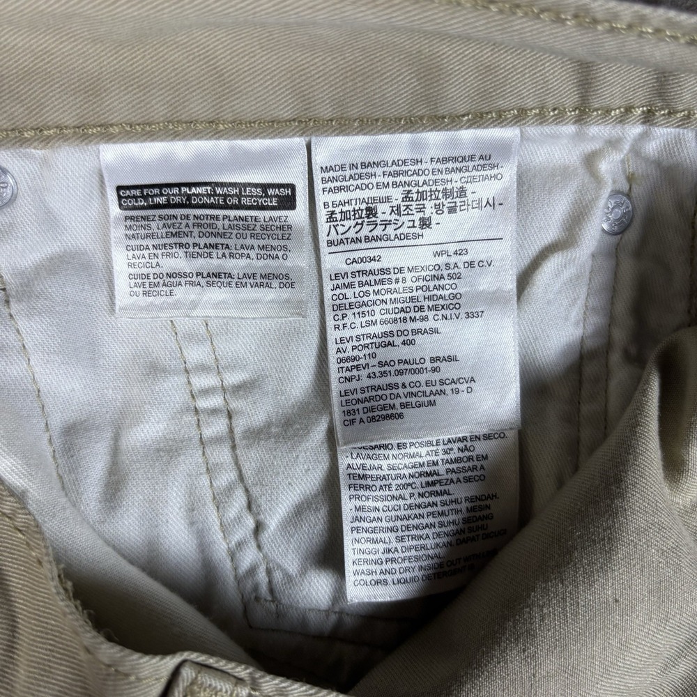 Levi's 511 Slim Fit Khaki Tan Jeans Men's 34x30 Cotton Casual Pants - Picture 8 of 9